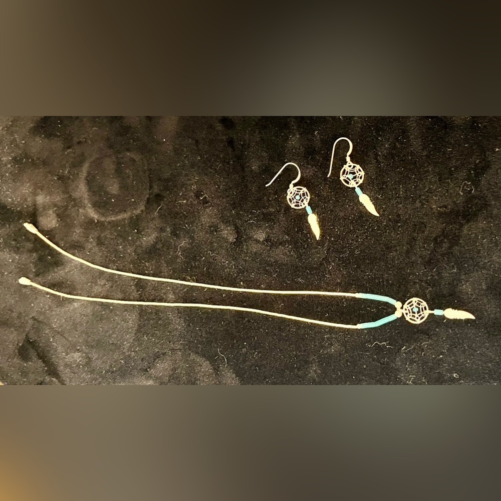 Sterling Silver and Turquoise Dreamcatcher Jewelry Set Native American Southwest - Picture 10 of 16